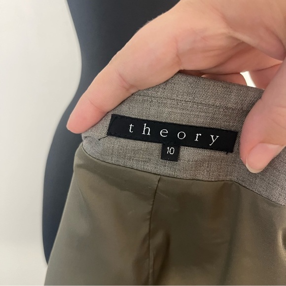 Theory Blazer Women's 10 Rory Tan Stretch Wool Blend Classic Workwear Jacket - Picture 10 of 10